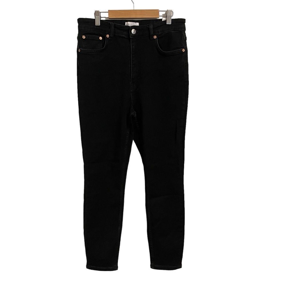 Zara Vintage Skinny Jeans Black High Rise Denim Pants Size 10 32 42